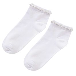 White Pearl Cuff ankle socks